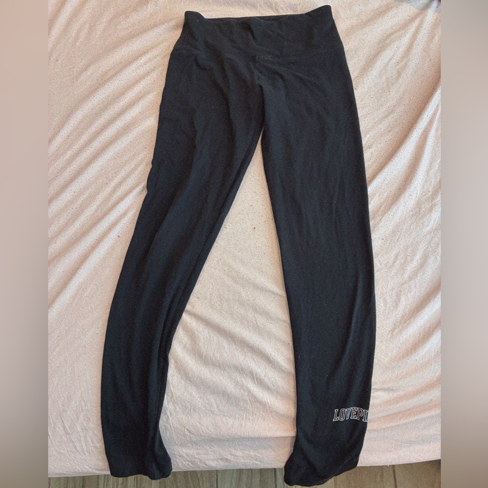 PINK Victoria's Secret Black Cotton Leggings with Glitter Logo